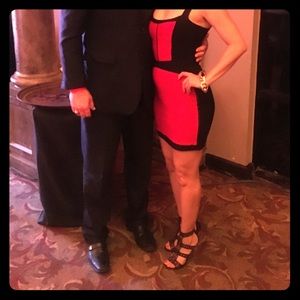 Black and red cocktail dress